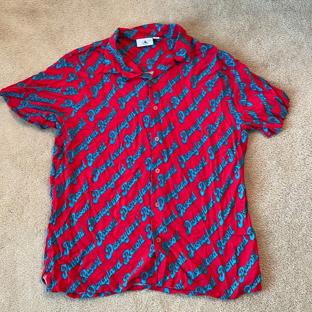 Disneyland Exclusive Red and Teal Button Down Shirt